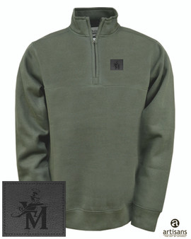Green Leather Patch Quarter Zip