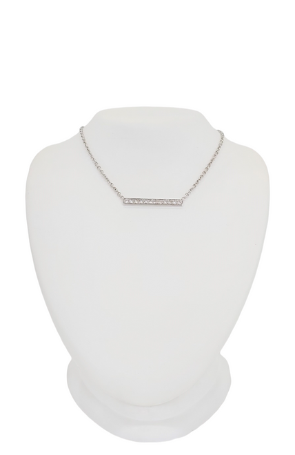 14K White Gold Diamond Bar Necklace