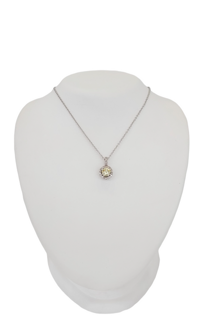 14K White Gold Yellow Diamond Pendant 