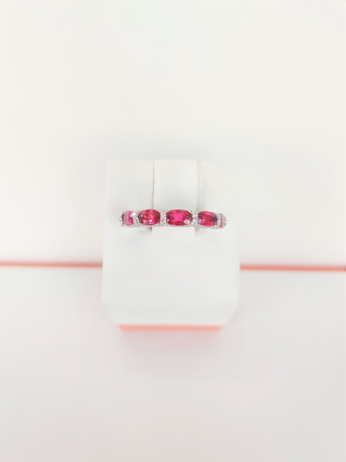 18K White Gold Ruby Band 