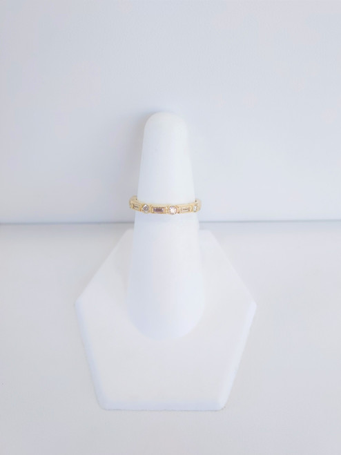 14K Yellow Gold Alternating Bezel Set Band