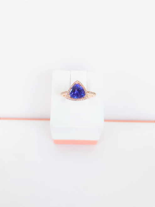 14K Rose Gold Tanzanite & Diamond Ring 