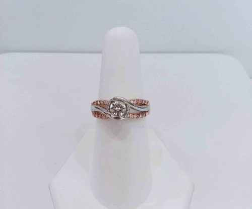 14K Rose & White Gold Diamond Engagement Ring 