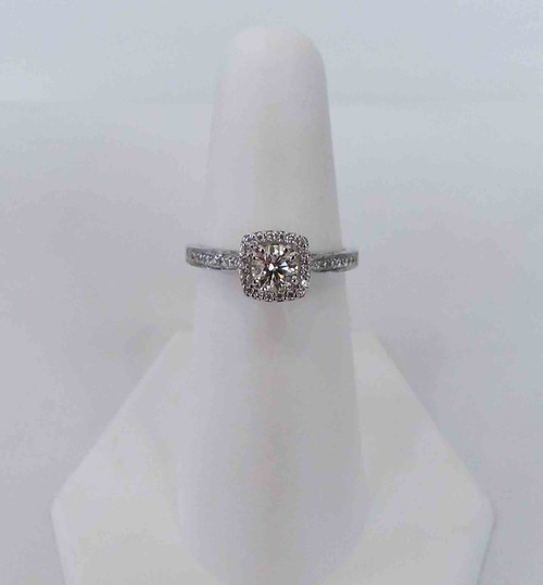 18K White Gold Illusion-Set Diamond Halo Engagement Ring 