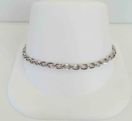 10K White Gold Petite Curb Link Bracelet
