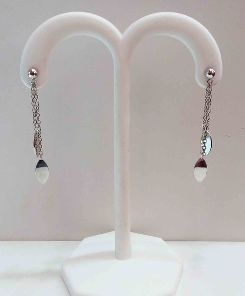 14K White Gold Dangling Leaf Earrings 