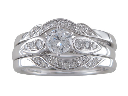 14K White Gold Diamond Wedding Set