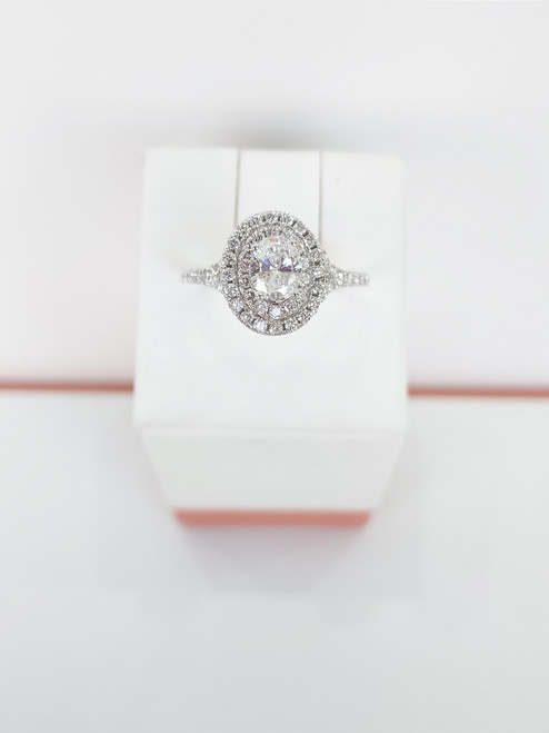 14K White Gold Oval Lab-Grown Diamond Halo Engagement Ring 