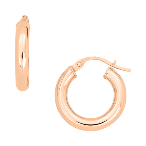 14K Rose Gold Round Tube Hoops