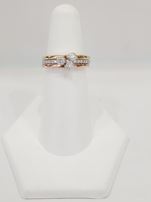 18K Tri-Tone Gold Diamond Stack Ring 