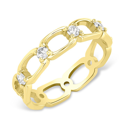 18K Yellow Gold Diamond Chain Link Diamond Band 