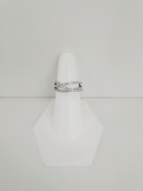 14K White Gold Wavy Diamond Fashion Band 0.57 DTW