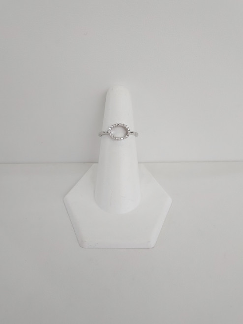 14K White Gold Open Oval Diamond Ring 
