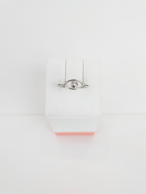 14K White Gold Evil Eye Ring 
