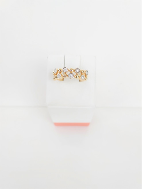 14K Yellow Gold 2-Row Diamond Bubble Ring 