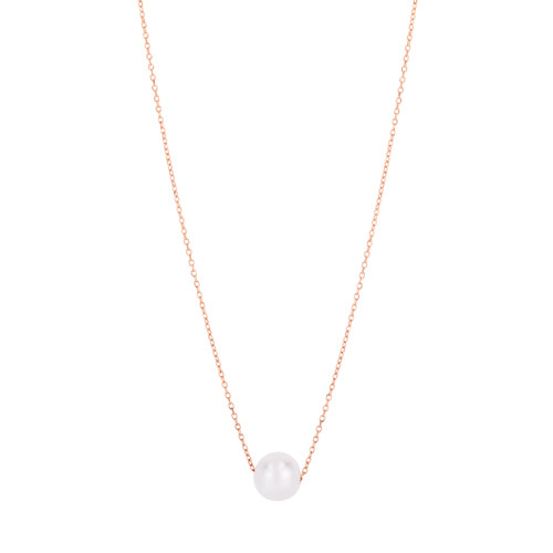 14K Rose Gold Pearl Solitaire Necklace