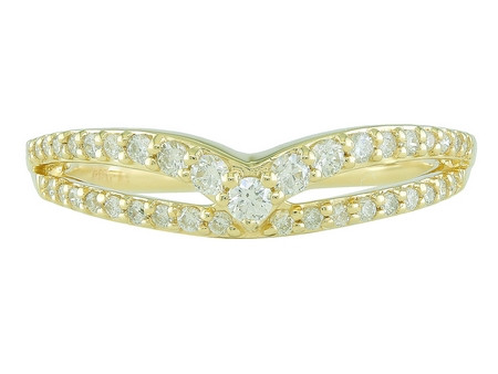 14K Yellow Gold Diamond Contour Band 0.31 DTW