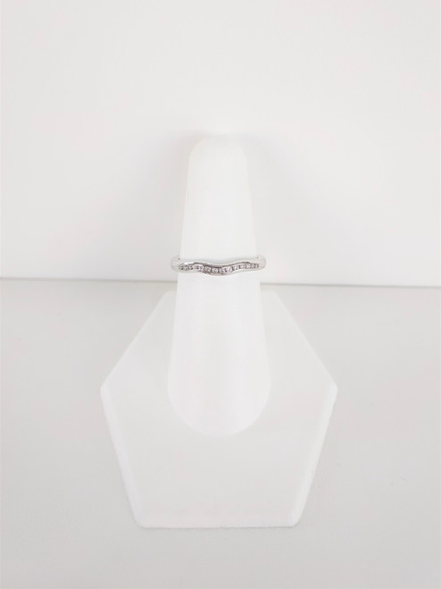 14K White Gold Diamond Contour Band 0.10 DTW