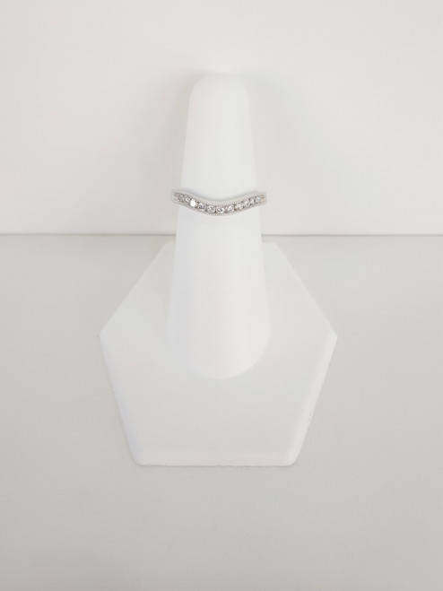 14K White Gold Diamond Contour Wedding Band 0.25 DTW