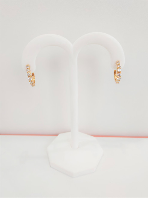 14K Yellow Gold Graduated Diamond Hoops