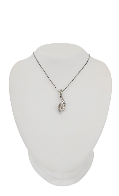 14K White Gold Diamond Swirl Pendant