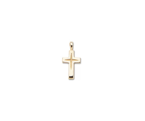 14K Yellow Gold Star-Cut Cross Pendant 