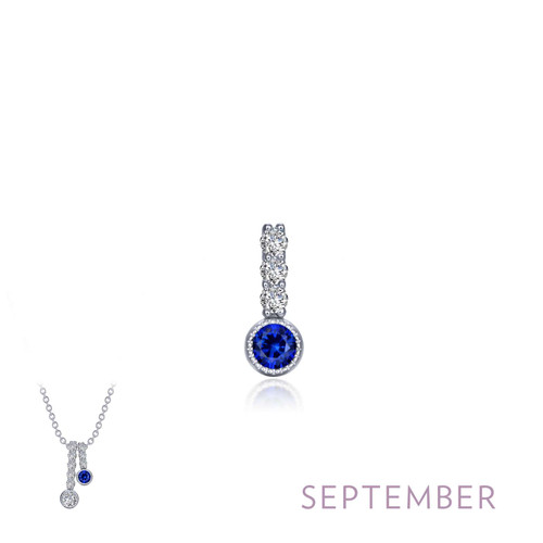 Sterling Silver Birthstone Charm-September/Sapphire