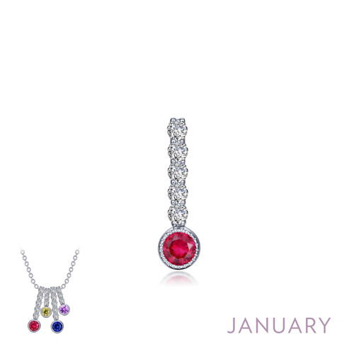 Sterling Silver Birthstone Charm-Garnet/January