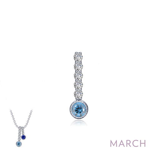 Sterling Silver Birthstone Charm-Aquamarine/March