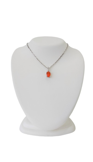 14K White Gold Mexican Fire Opal Pendant 
