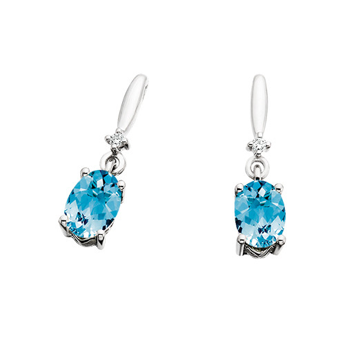 10K White Gold Birthstone Dangles-Blue Topaz/December 