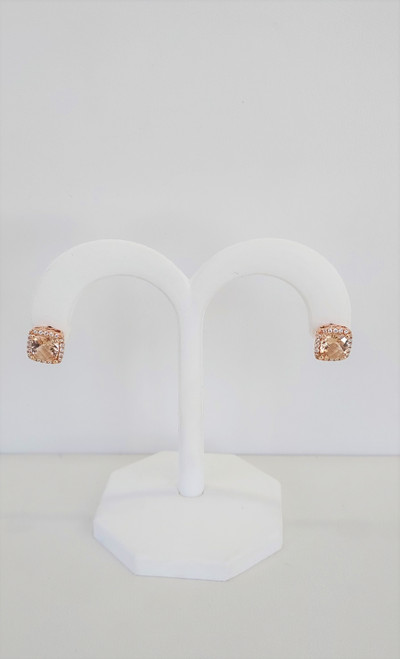 14K Rose Gold Morganite & Diamond Studs