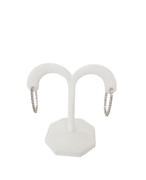 14K White Gold Inside-Out Diamond Hoops