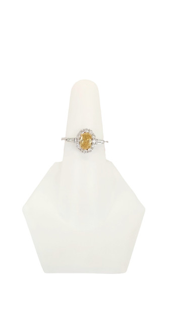 14K White Gold Yellow & White Diamond Halo Ring 