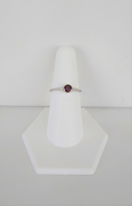 10K White Gold Bezel Set Birthstone Ring- February/Amethyst