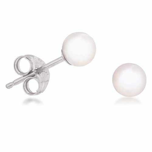14K White Gold 5mm Pearl Studs 