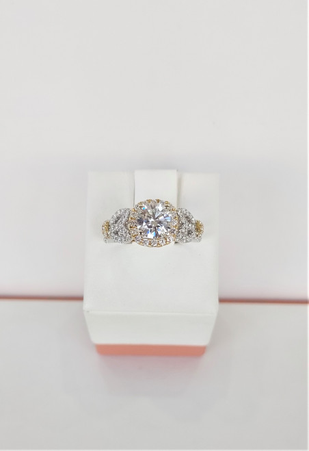 14K Two-Tone Moissanite & Diamond Engagement Ring 