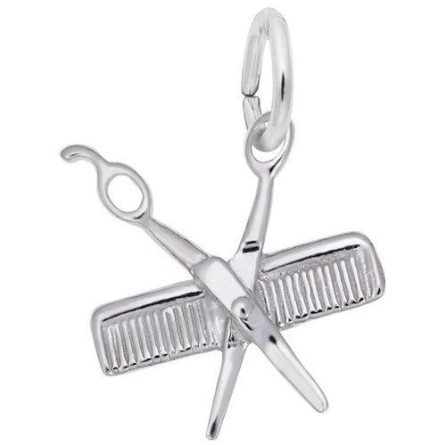 Sterling Silver Comb & Scissors Charm 