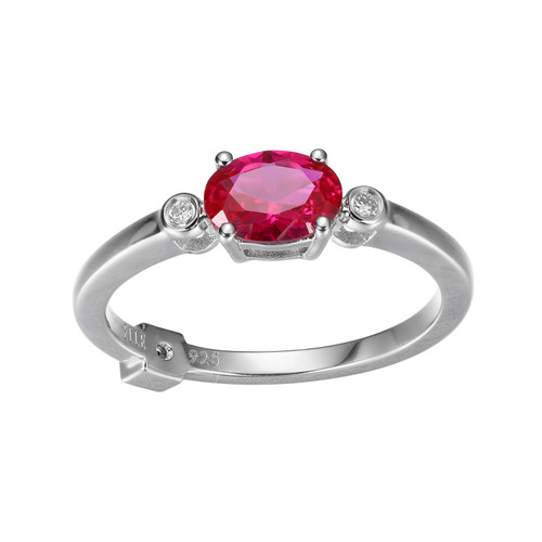ELLE Sterling Silver Lab-Created Ruby and Diamond Ring