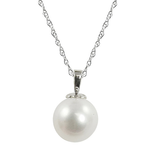 14K White Gold Freshwater Pearl Pendant 