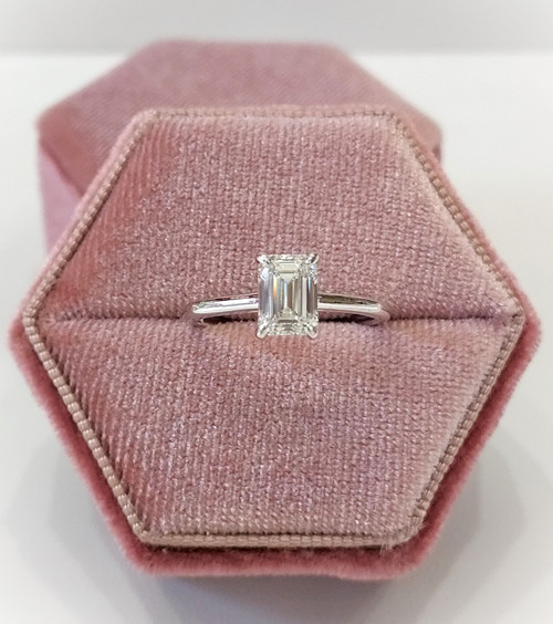 14K White Gold Solitaire Engagement Ring w/ 1.21-ct. Lab-Grown Emerald-Cut Diamond 