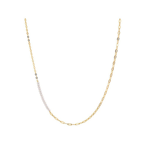 Gold-Plated Chain Necklace w/ Pearls