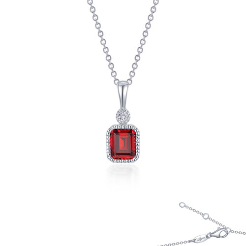 Sterling Silver Birthstone Necklace-Garnet/January