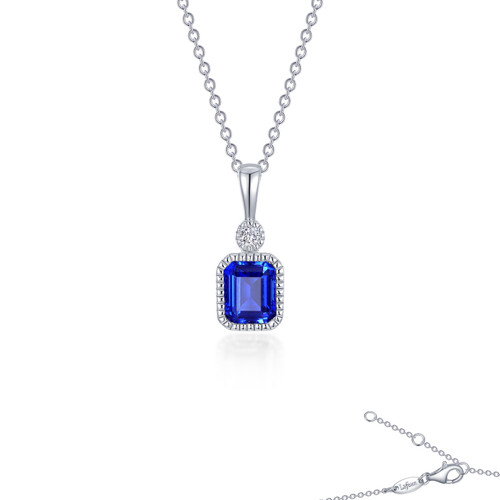 Sterling Silver Birthstone Necklace-Sapphire/September