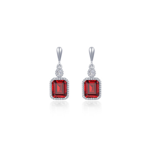 Sterling Silver Birthstone Earrings-Garnet/January 