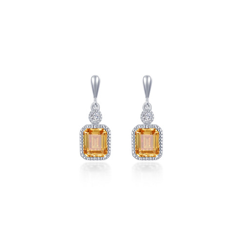 Sterling Silver Birthstone Earrings-Citrine/November
