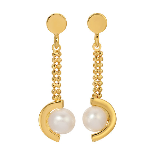 Gold-Plated Pearl & Crescent Dangles