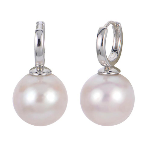 Sterling Silver Pearl Hoops