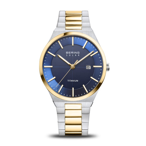 Men's Bering Solar Watch-Navy Blue & Two-Tone
