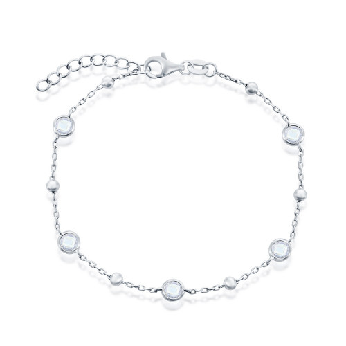 Sterling Silver CZ & Bead Bracelet